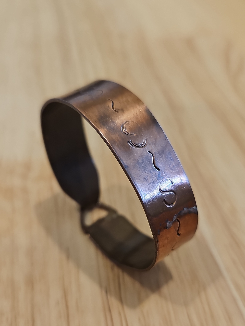 Hand Stamped Copper Cuff Bracelet - Rustic Copper Tone